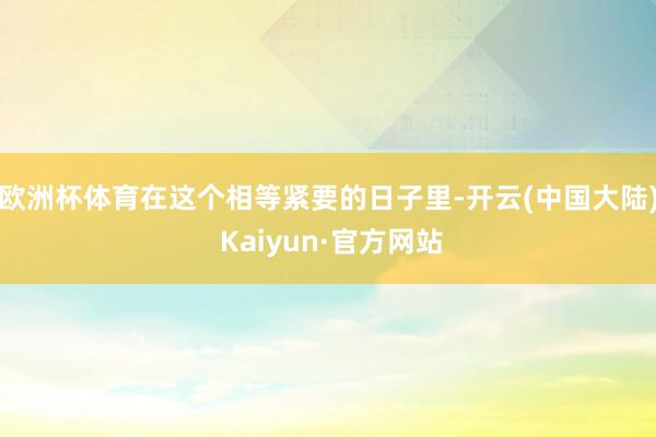 欧洲杯体育在这个相等紧要的日子里-开云(中国大陆) Kaiyun·官方网站