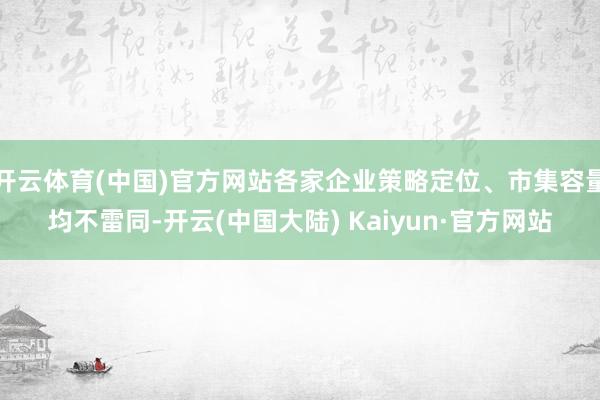 开云体育(中国)官方网站各家企业策略定位、市集容量均不雷同-开云(中国大陆) Kaiyun·官方网站