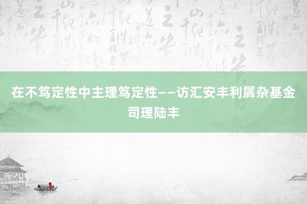 在不笃定性中主理笃定性——访汇安丰利羼杂基金司理陆丰