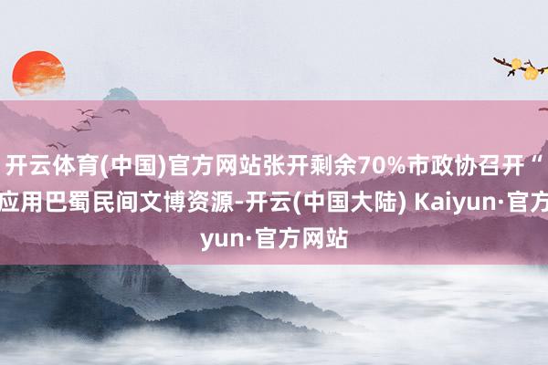 开云体育(中国)官方网站张开剩余70%市政协召开“挖掘应用巴蜀民间文博资源-开云(中国大陆) Kaiyun·官方网站