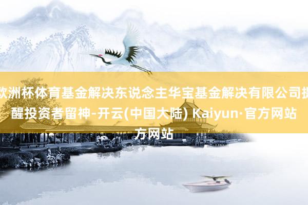 欧洲杯体育基金解决东说念主华宝基金解决有限公司提醒投资者留神-开云(中国大陆) Kaiyun·官方网站