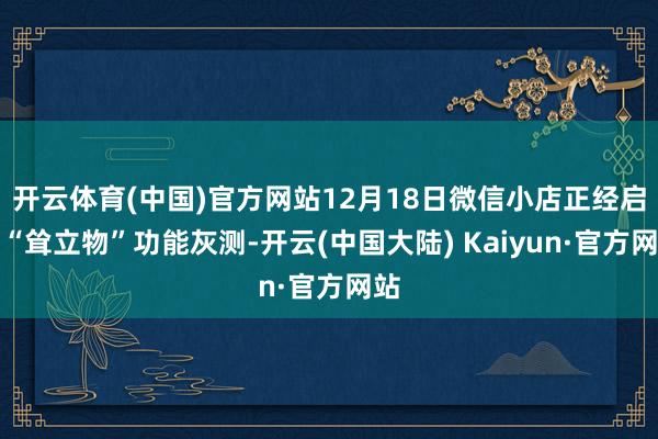 开云体育(中国)官方网站12月18日微信小店正经启动“耸立物”功能灰测-开云(中国大陆) Kaiyun·官方网站